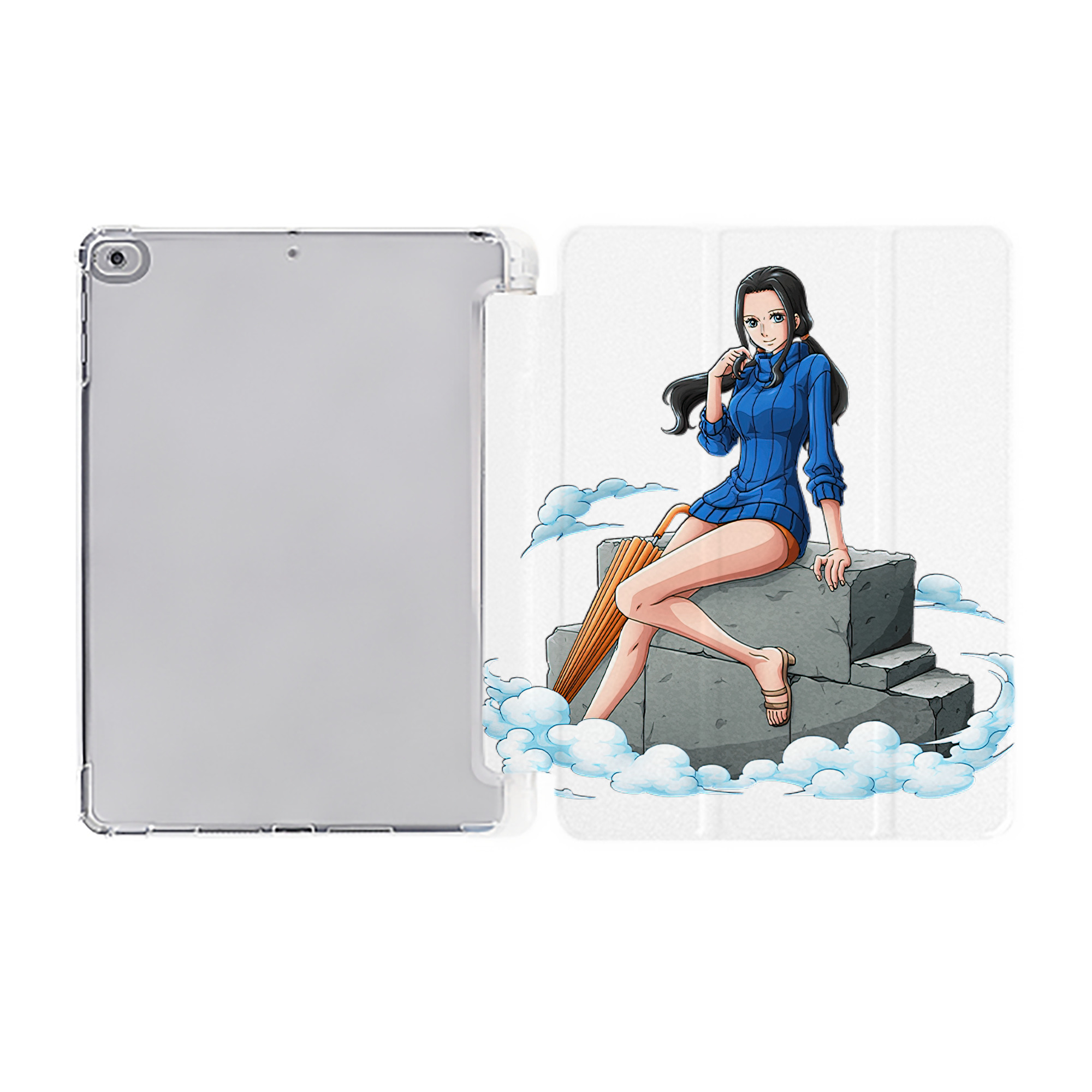 （画像用） ワンピース ニコ・ロビン ONE PIECE Nico Robin IPad ケース ペン収納付き 三つ折りスタンド PUレザー×シリコン 対応機種9.5/10.5/10.9インチ